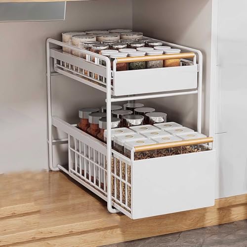 Étagère de rangement sous évier compacte pour optimiser les petits placards de cuisine