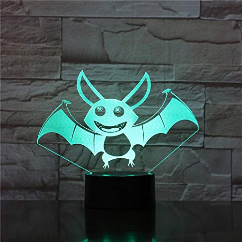 Preisvergleich Produktbild 3D Illusion Light,3D Lampe Weihnachtsfledermaus Visuelle Lichteffekt Personalisierte Dekoration Schlafzimmer Für Kinder Hübsche Usb Led Nachtlicht Lampe