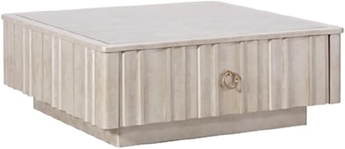 BNNP Mesa de té para sala de estar mesa de café cuadrada de mármol mesa de centro retro para el hogar sala de estar mesa de café con cajón de