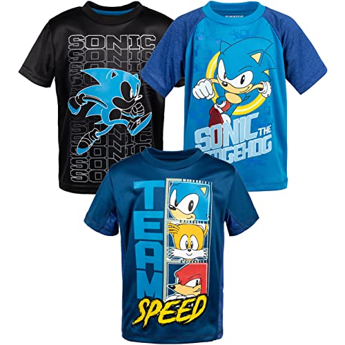 SEGA Sonic The Hedgehog Tails Knuckles Toddler Boys 3 Pack Athletic T-Shirts Black/Blue 3T
