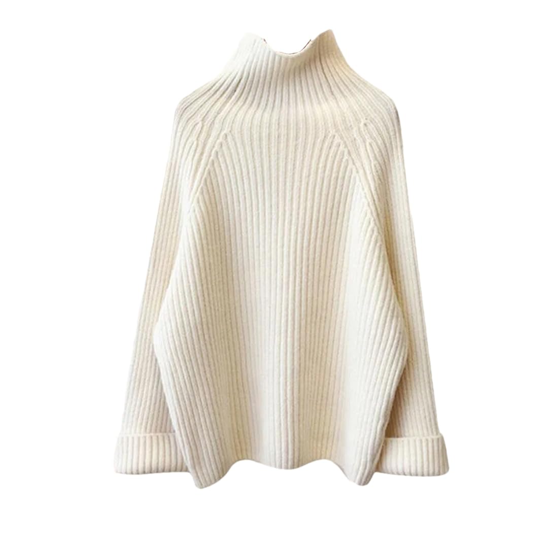 ERFMFKL Women's Turtleneck Sweater Slim Thick Fleece Knitted Pullover Sweaters Casual Solid Warm Jumpers