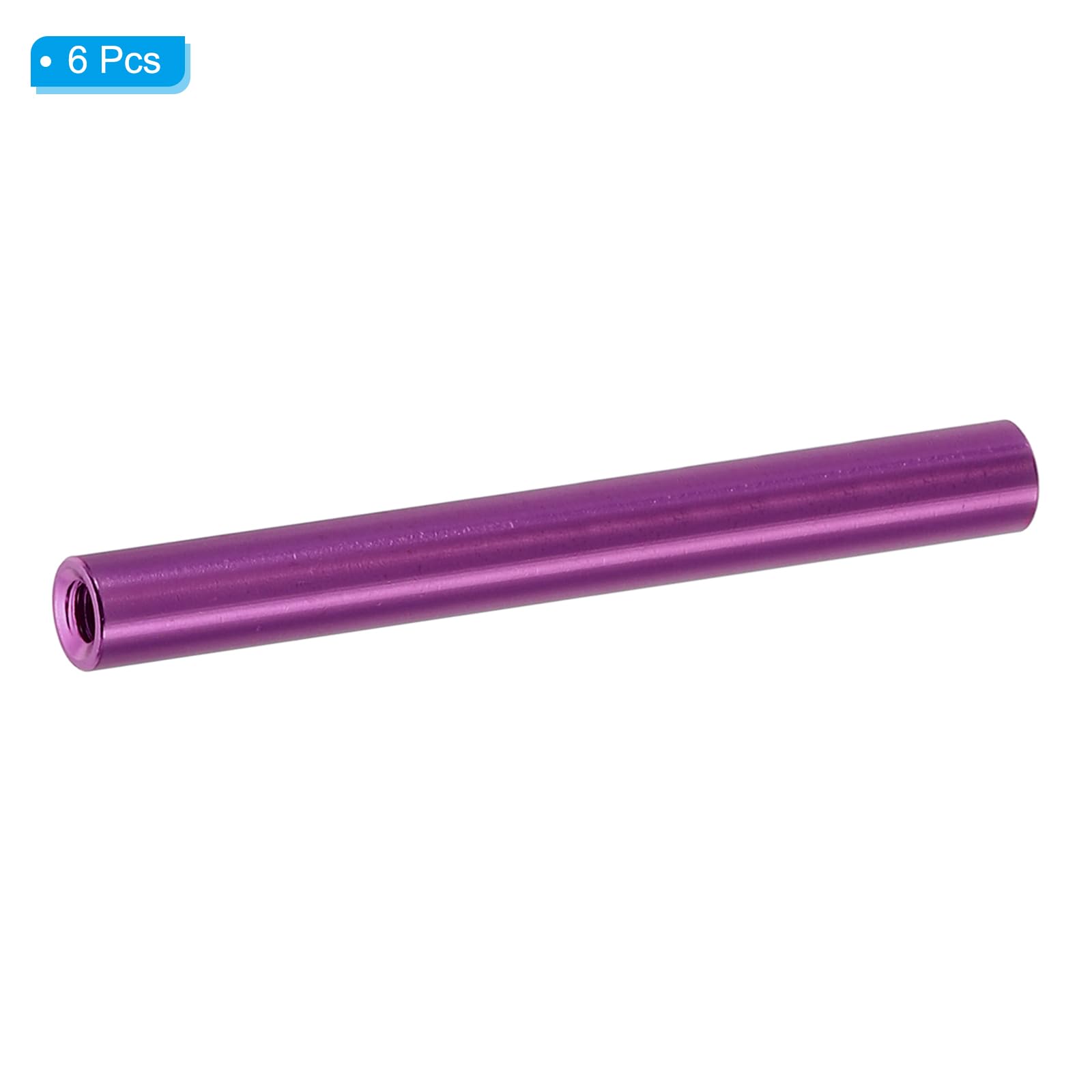 PATIKIL 6pcs M3 Metal Threaded Standoff Spacer Nuts, Round Aluminum Spacers Female Coupling Screws, 1/8" ID x 3/16" OD, Purple 3x5x50mm - Image 3