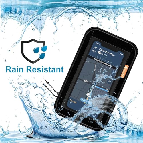 Image of Polyester Handlebar Universal Mobile Holder Mount Pouch Bag Waterproof for Activa Jupiter EV Ola-S1 Pleasure Ntroq All Scooter Scooty Bike Fit 7 inches Phone (Black)