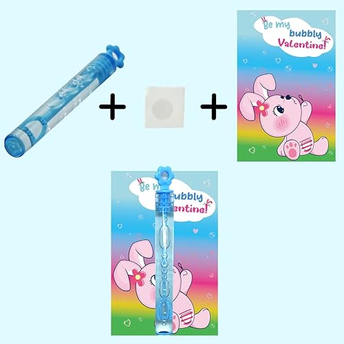 Miniatura 5 de Tarjetas del día de San Valentín para niños con mini varitas de burbujas, 36 piezas de diseños de San Valentín, tarjetas de regalo de felicitación