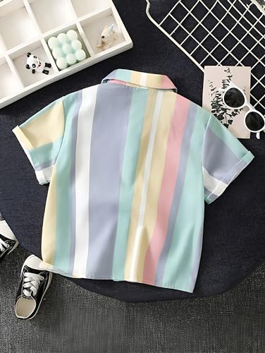 Image of Kids Boys Shirt Printed, Checkered and Floral Casual Short Sleeve Shirts Pack of 2