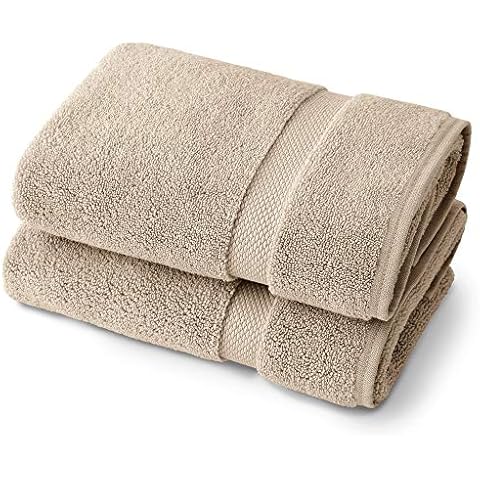 Supima Cotton Bath Towel Set by Laguna Beach Textile Co - 2 Bath Towels - Hotel Quality, Plush, 730 GSM - Large, 57" x 30" Sand Cover