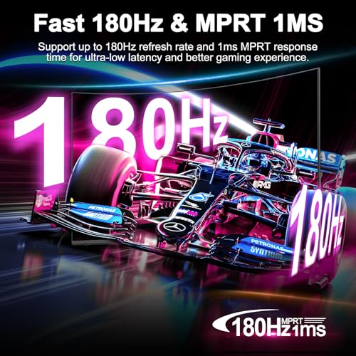 Minifire 24 Inch Curved Gaming Monitor, 180Hz,Speaker, 1ms, sRGB130%, HDR, 1500R, FreeSync, 300cd/m², FHD 1080P, Frameless, HDMI&DP Ports, VESA Compatible, Eye Care (MFG24C1) - Image 3