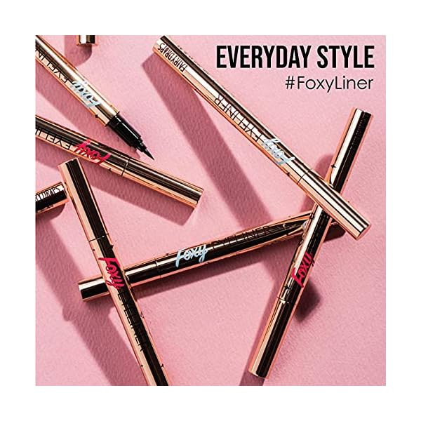 FAIRYDROPS FOXY Eyeliner | Waterproof Brown Eyeliner | Smudge proof, Long lasting, Eye makeup for women, Ultra flat brush tip, Professional | Made in Japan (Brown)