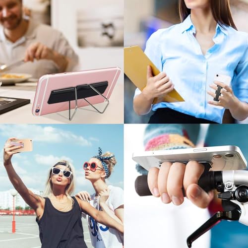 Image of Mizi [2PACK] Phone Strap Finger Grip Holder, Slim Adhesive Flat Cellphone Kickstand with Elastic Loop for Most Smartphones and Cell Phone Cases - Black /Pink