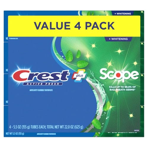 crest whitening plus scope complete active fresh  whitening toothpaste 55oz toothpaste sensitive teeth pack of 4