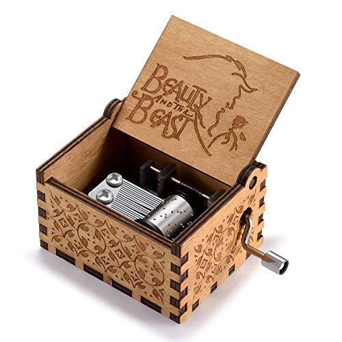 Meiion Premier Boîte à musique,Game of Thrones Classic DIY gravé en bois Boîte décorative cadeaux de Noël Pure main-classique Star Wars boîte à musique (Beauty And Beast) Cover