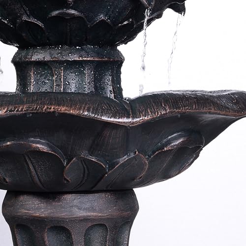 Fontaine cascade à 3 étages en forme de fleur de lys Teamson Home pour décoration extérieure - 8