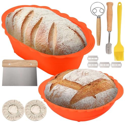 Qivine Sourdough Starter Kit, Sourdough Bread Baking Supplies Bread Proofing Basket Sour Dough Baking Supplies For Bread Making(Orange)