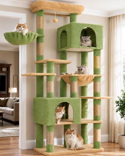 Image of Heybly Cat Tree, 76-Inch Tall Heavy Duty Cat Tower for Big Cats HCT039GY