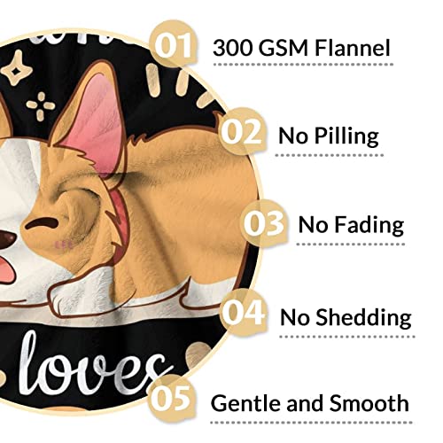 Personalized Corgi Blanket Gifts with Name - 40"x50" Cute Throw for Adults, Kids - Black Soft Fuzzy Blankets for Bed, Couch & Living Room