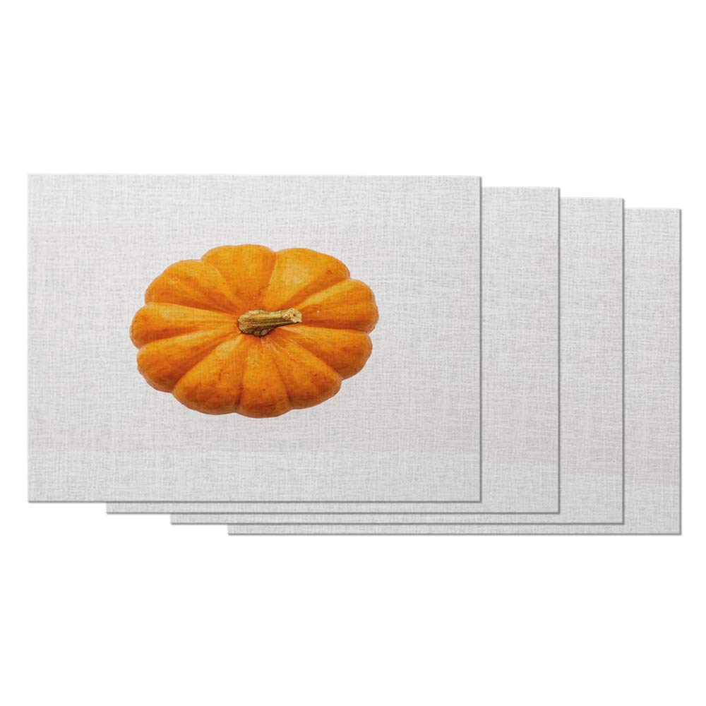 Moslion Pumpkin Place Mats Set of 4 Fall Autumn Harvest Orange Pumpkins Halloween Thanksgiving Day Washable Fabric Placemats for Dining Room Kitchen Table Decor