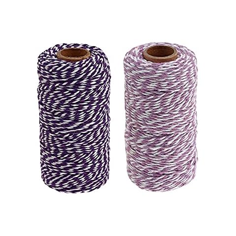 2 Rolls of Colourful Bakers Twines Gift Wrapping Decor String Rope(Dark Purple and White, Light Purple and White)) Cover