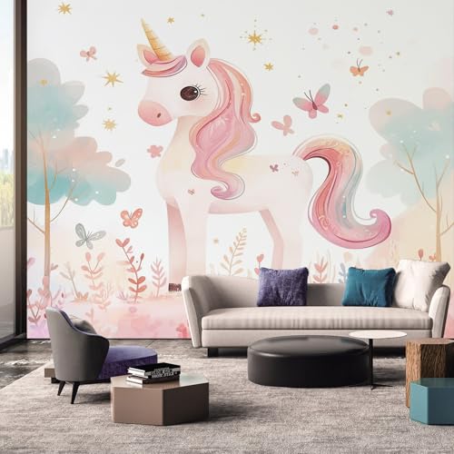 Générique Papier Peint Motif Licorne Animal, Papier Peint Panoramique Tableaux Photo Muraux Utilisé Pour Chambre, Salon, Fond TV Décoration Murale 350 x...