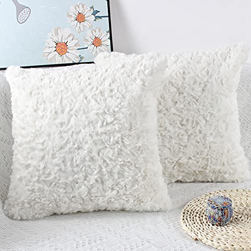 NIULAA Set of 2 Faux Fur Cushion Covers 50x50 cm White Decorative Pillow Covers 20x20 Inches Soft Fluffy Plush Decorative Cushion Cover for Sofa Bedroom Pillow Shell - Cosy Home Interiors NIULAA Set of 2 Faux Fur Cushion Covers 50x50 cm White Decorative Pillow Covers 20x20 Inches Soft Fluffy Plush Decorative Cushion Cover for Sofa Bedroom Pillow Shell - Image 6