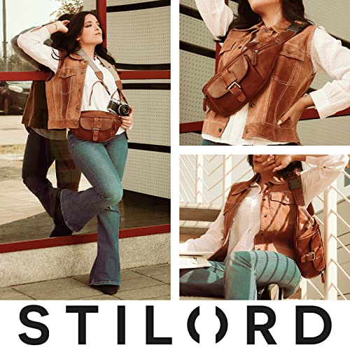 STILORD 'Sam' vintage fanny pack lederen riemtas grote heren heupen tas met riemen voor reizende festival vrije tijd echt leer, Kleur:cognac - bruin - Image 8