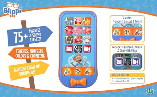 Image of Blippi Toy Phone for Toddler with Preschool Learning Games, Blippi Toys | Explore Numbers and Counting