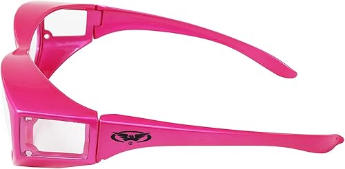 Miniatura 3 de Global Vision Escort - Lentes transparentes que se ajustan sobre los lentes de seguridad ANSI Z87.1, Lente transparente con montura rosa