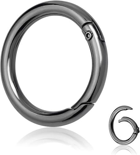 Paquete de 10 llaveros de metal de 1 pulgada, mosquetones redondos, hebilla de gancho a presión, bolsa de hombro, cadena de anillos, clip de