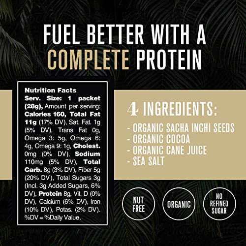 Starseed Sacha Inchi Seed Butter - Organic Plant-Based Butter High Protein Snack - Gluten Free and Nut-Free Butter - Omega 3 Vegan Keto and Paleo - 1oz, 10 Pack - Chocolate - Thumbnail 6