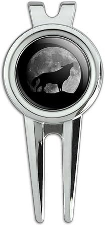 Review GRAPHICS & MORE Wolf Howling Moon Silhouette Golf Divot Repair Tool and Ball Marker