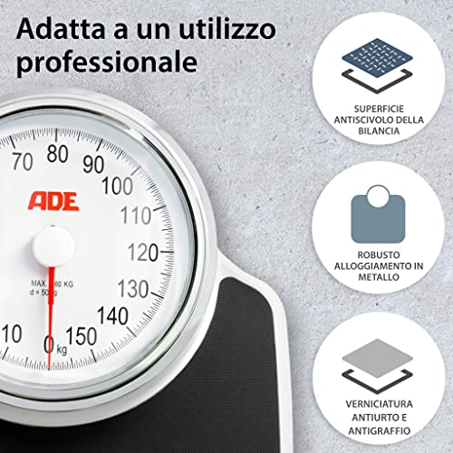 Ade Bilancia Pesapersone Analogica Xl Senza Batteria | Superficie Antiscivolo | Molto Precisa | Per Piedi Grandi | Bilancia Pesapersone Meccanica Dal Design Classico | Fino A 160 Kg - 2