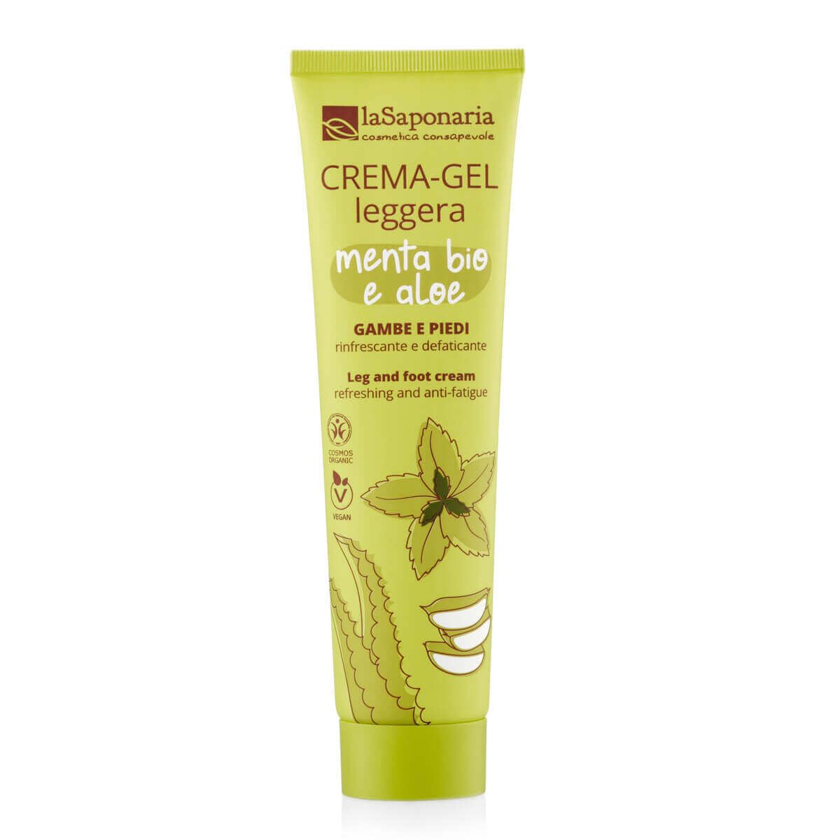 La Saponaria | CremaGel Gambe Defaticante e Rinfrescante – Con Mentolo Naturale e Estratti Bio – Sollievo Immediato per Gambe Pesanti e Affaticate – Vegan, Naturale, 150 ml