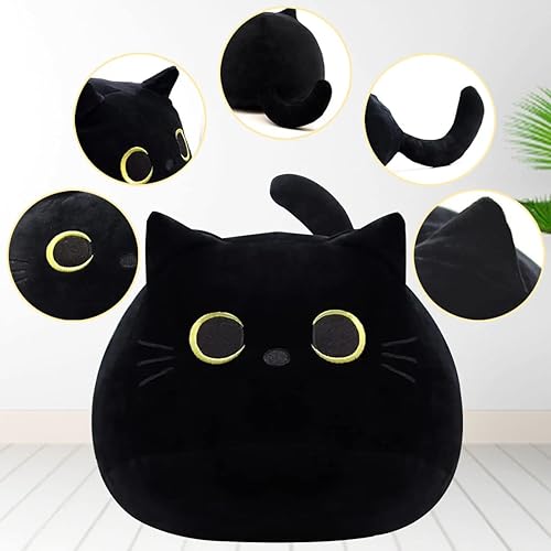 Miniatura 3 de YOMOTREE Almohada de peluche de gato, almohada de felpa suave, juguete de peluche de gato negro, regalos para niños y niñas (rosa, 7.8 pulgadas)