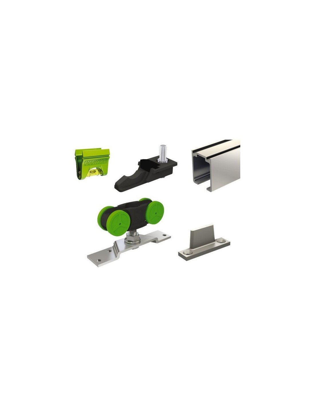 Ensemble rail aluminium et garniture pour porte a deplct droit 40 kg