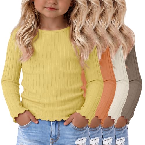 Image of 4 Pack Toddler Girls' Long Sleeve Shirts Cotton Tops