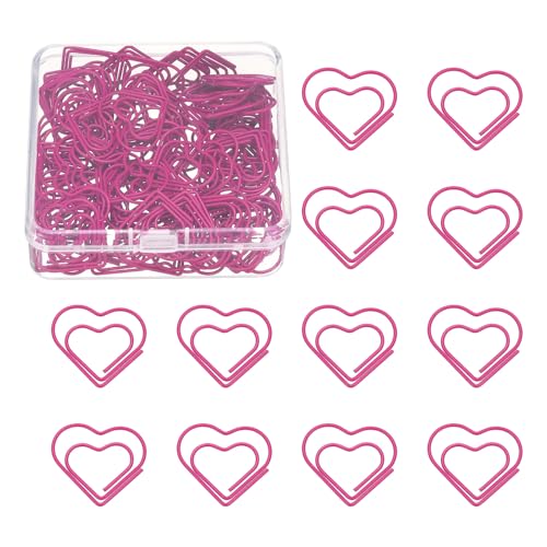 Trombones en forme de cœur en métal rose pour fournitures de bureau et tri de notes