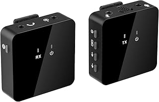 Jethrora Microfone de encaixe sem fio UHF Transmissor e receptor de microfone sem fio com clipe Microfone recarregável com função de monitoramento de fone de ouvido para-vento para entrevista Show ao
