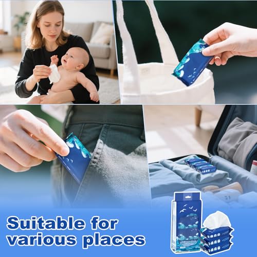 Image of 192 PCS Mini Travel Size Wet Wipes,Hand Wipes Travel Size for Adults,Kids | Small Unscented Hypoallergenic Wet Wipes Alcohol-Free for Sensitive Skin, Travel, Restaurants & Barbecue