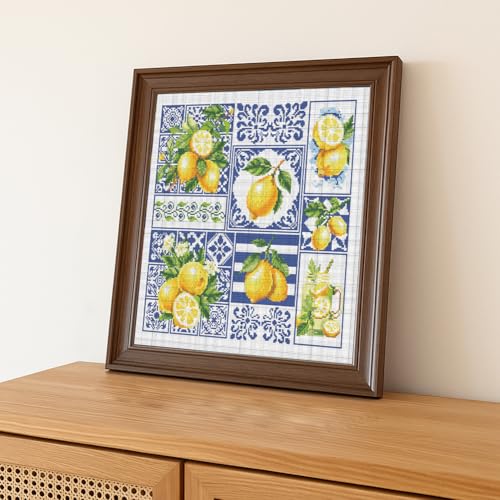 Image of FREEBLOSS 11CT Cross Stitch Kit Stamped Cross Stitch Craft Kit with Stitching Guide for Beginners Lemon Embroidery Set Crossstitch Wall Hanging Set 17.7x17.7inch
