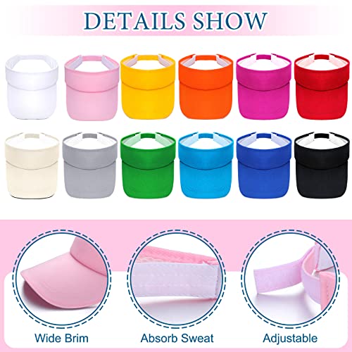 Wesiti 24 Pcs Kids Visors Sun Hat Adjustable Athletic Ponytail Sports Hat Unisex for Children UV Protection Fit 6 to 12 Years Old Assorted Colors Golf Tennis Volleyball Visor Party Favors Gift3