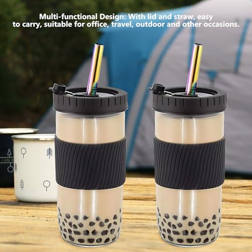 Vasos de vidrio antideslizantes set de 2 para evitar quemaduras 7