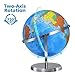 BSHAPPLUS World Globe with Stainless Steel Stand 13 inch, 720 Rotating & HD Waterproof Material, Teaching/Geographic/Decorative Globes with Clear Text for Elementary, Classroom, Home, School, Office