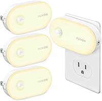 AUVON Motion Sensor Night Lights (120 Lumens, Dimmable 1-120lm, 4 Pack) - Plug-in LED for Hallway, Bathroom, Garage, Stairs
