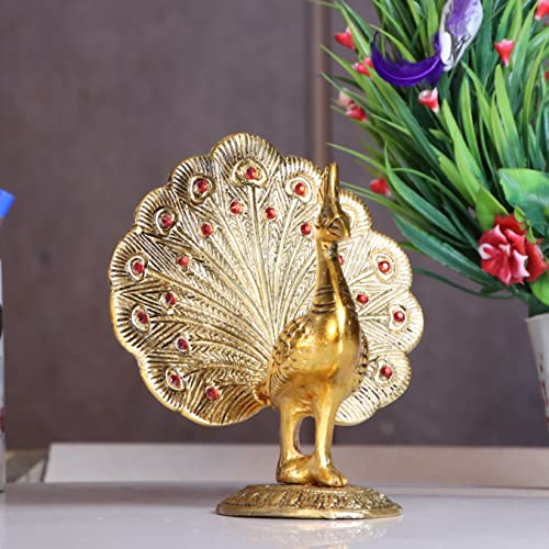 Image of KridayKraft Peacock Metal Statue Idol Decorative Showpiece Feng Shui As Table Top Figurine for Living Room Bedroom Home Office Decor for Decoration & Gifting Purpose