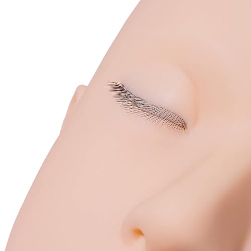 Miniatura 4 de Amber Lash Cabeza de maniquí con pestañas incrustadas en capas, para extensión de pestañas y práctica de maquillaje permanente, con pestañas