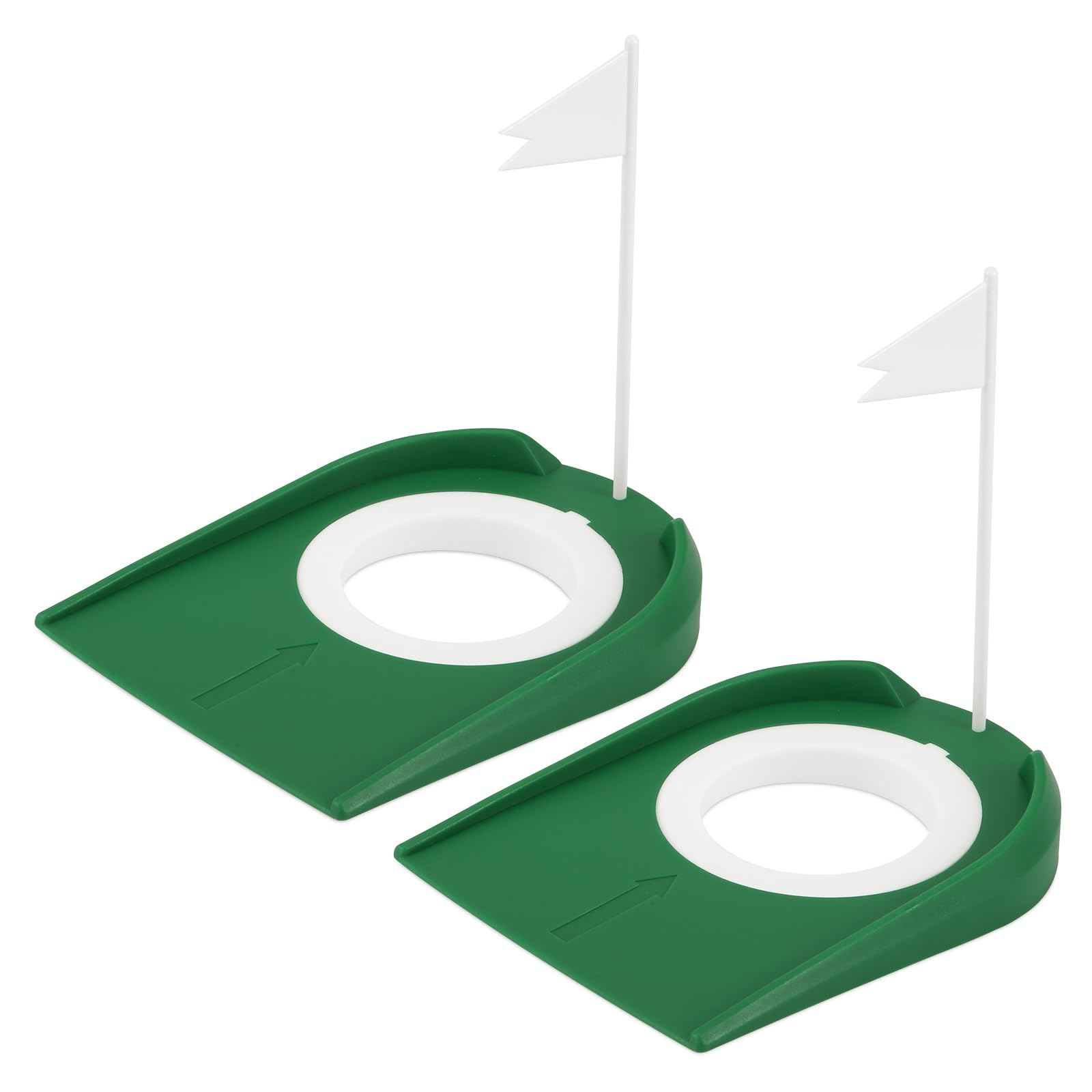 XIHIRCD 2pcs Golf Practice Putting Cup with Flag, Green Plastic Golf Putting Hole Cup, Ideal for Beginners, Indoor/Outdoor Use