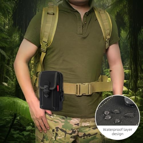 Image of GUSTAVE Belt Pouch for Men Waterproof Canvas TripleLayer Phone Holster with Secure Belt Loop for Hiking, Camping, Running, Travel, and Everyday Carry