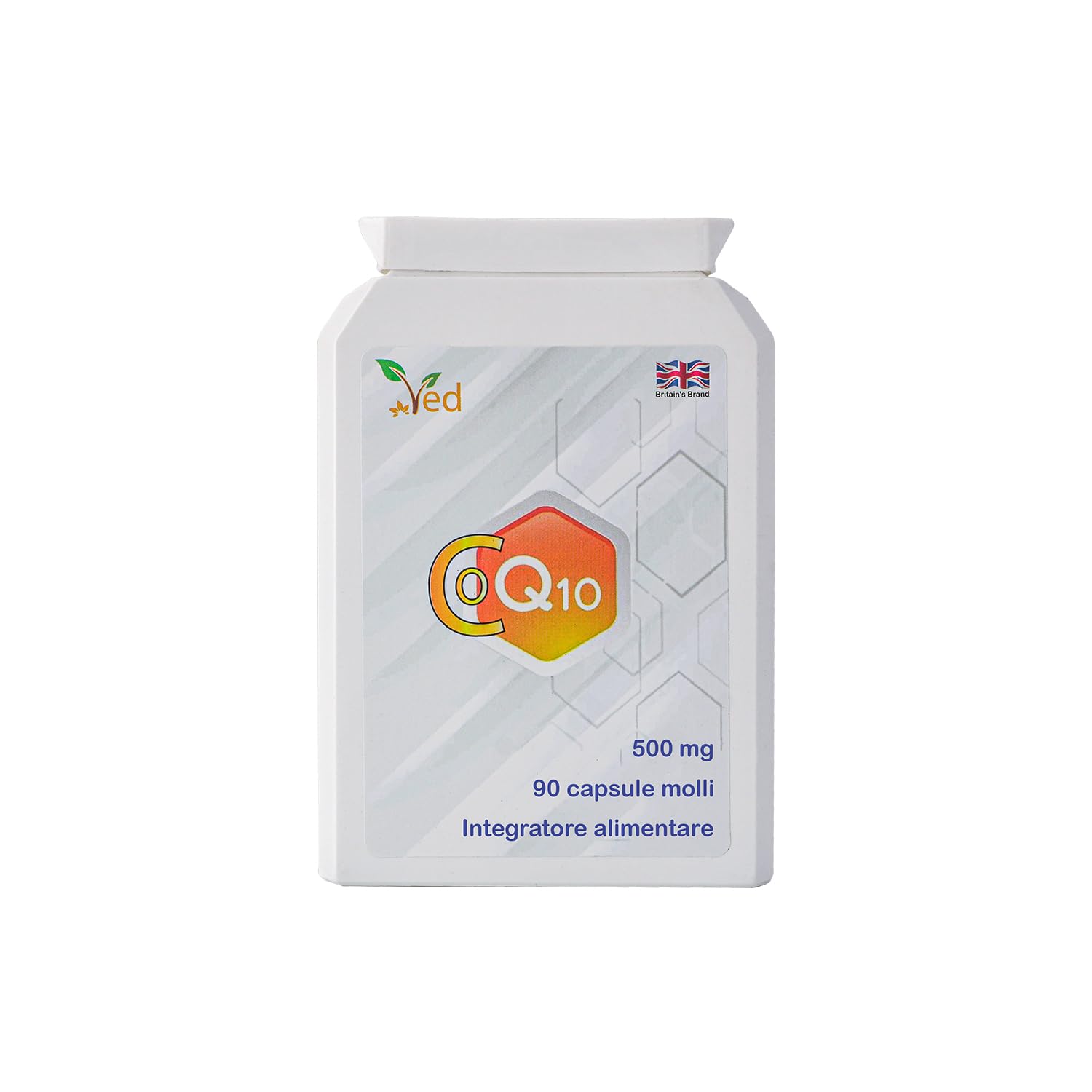 CoQ10 500 mg | Coenzima Q10 | Massima forza | Coenzima Ubichinone fermentato naturalmente | Formula naturale superiore | 500mg 90 Softgel di VED