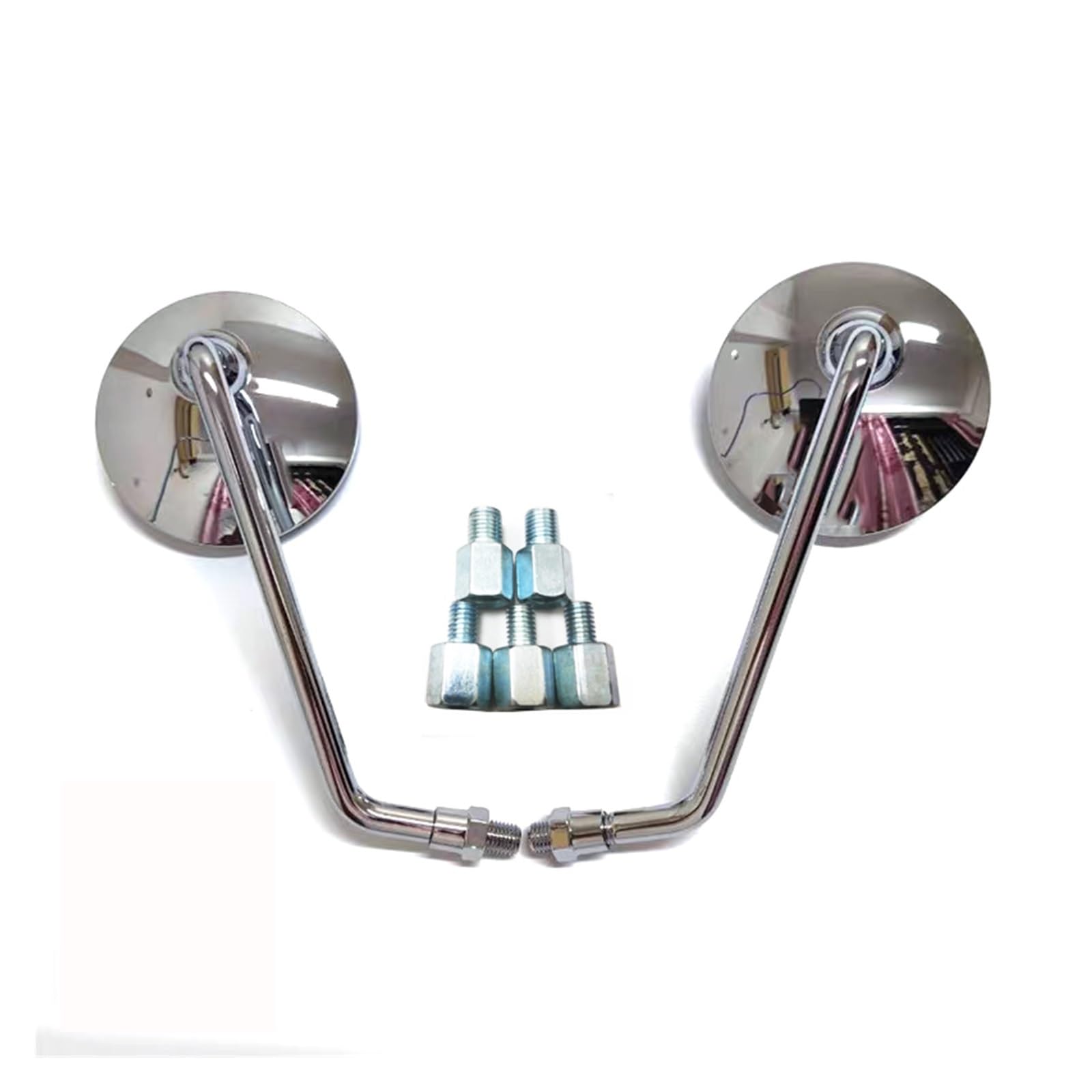 Motocyklowe Lusterka Wsteczne Moto Lusterko końców Pasuje Do Lusterek Wstecznych Motocykla Pasuje Do Honda ABS 7/8 ''8/10 MM Uniwersalne Okrągłe Lustro(Chrome long rod)