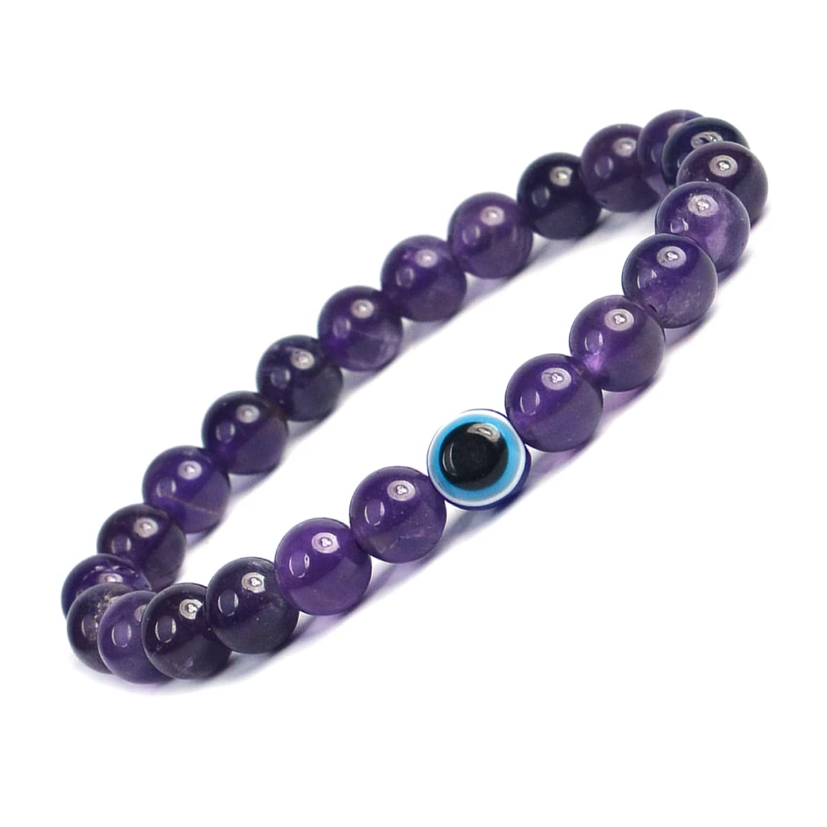 Crystu Natural Amethyst Bracelet Evil Eye Bracelet Crystal Stone 8mm Round Bead Bracelet for Reiki Healing and Crystal Healing Stone (Color : Multi) (B09L7VXM8Z) Amazon Price History, Amazon Price Tracker