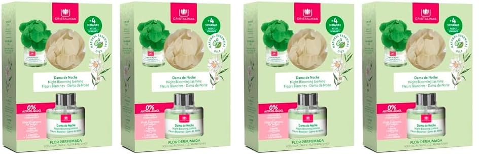 CRISTALINAS | Pack 2 Ambientador Flor Perfumada | Aroma Dama de Noche | Larga Duración 4 Semanas | 2x40ml | 0% Alcohol (Paquete de 2)